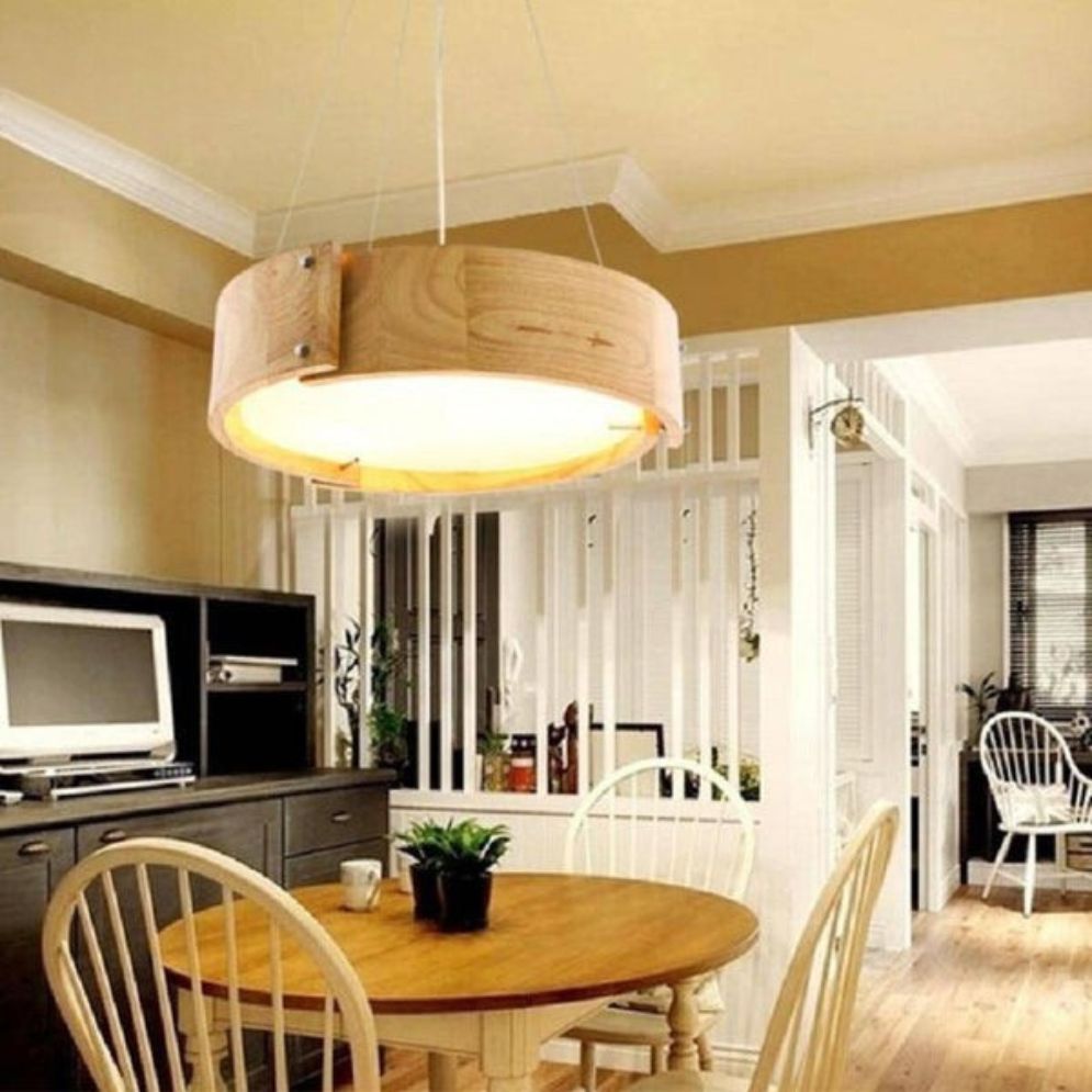 Lustre en Bois à LED Ajustable Wooden