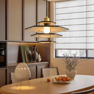 Lustre en Bois Éclairage Suspendu Style Moderne Minimaliste - Lumiine
