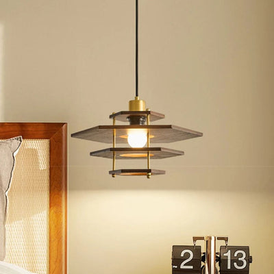 Lustre en Bois Éclairage Suspendu Style Moderne Minimaliste - Lumiine