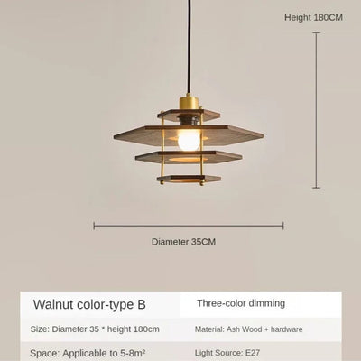 Lustre en Bois Éclairage Suspendu Style Moderne Minimaliste - Lumiine