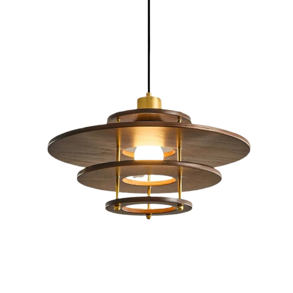 Lustre en Bois Éclairage Suspendu Style Moderne Minimaliste - Lumiine