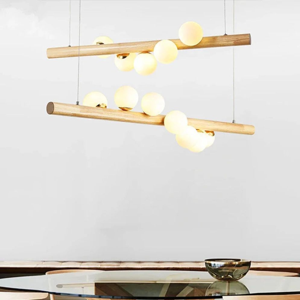 Lustre en Bois et Verre Style Japonais Suspendue - Lumiine
