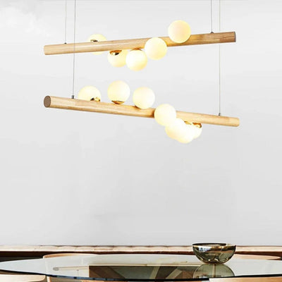 Lustre en Bois et Verre Style Japonais Suspendue - Lumiine