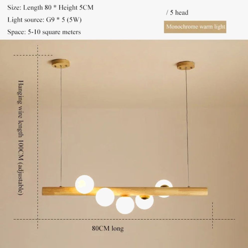 Lustre en Bois et Verre Style Japonais Suspendue - Lumiine