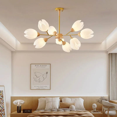 Lustre en Bois Moderne Led en Forme de Fleur - Lumiine