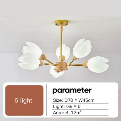 Lustre en Bois Moderne Led en Forme de Fleur - Lumiine