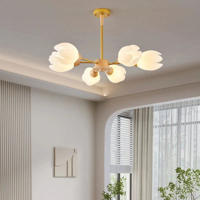 Lustre en Bois Moderne Led en Forme de Fleur - Lumiine