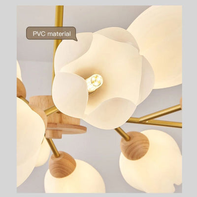 Lustre en Bois Moderne Led en Forme de Fleur - Lumiine