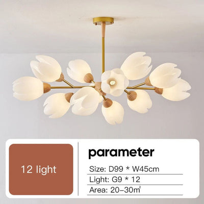 Lustre en Bois Moderne Led en Forme de Fleur - Lumiine