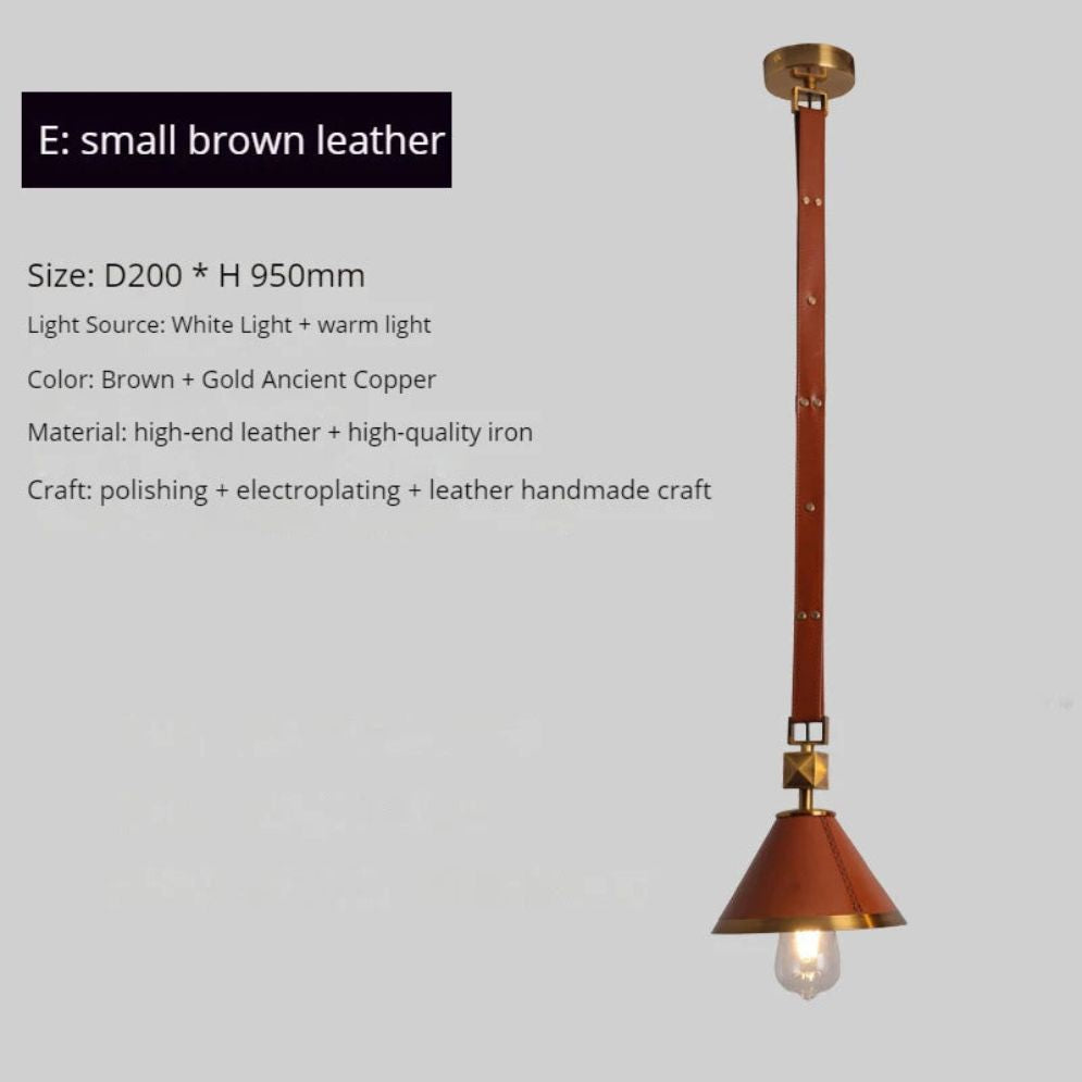 Lustre en Cuir avec Pendentif LED Design Moderne - Lumiine