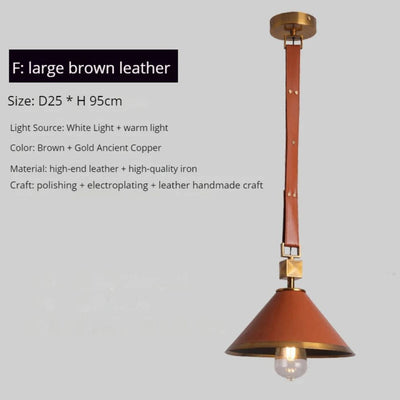 Lustre en Cuir avec Pendentif LED Design Moderne - Lumiine