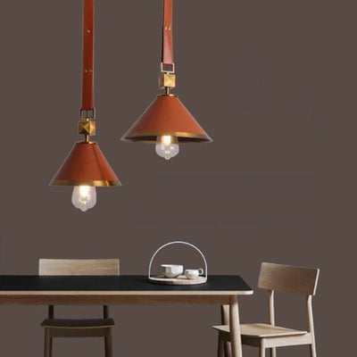Lustre en Cuir avec Pendentif LED Design Moderne - Lumiine