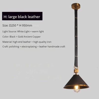Lustre en Cuir avec Pendentif LED Design Moderne - Lumiine