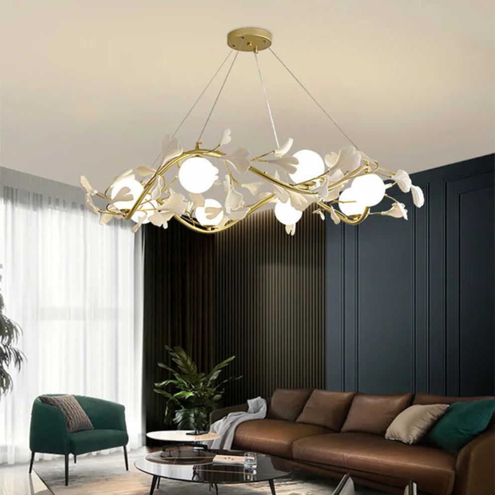 Lustre en Feuille de Ginkgo pour Décoration Intérieure - Lumiine

