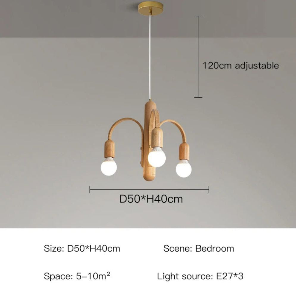 Lustre Grain de Bois Luminaire Suspendu Variable