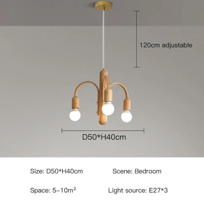 Lustre Grain de Bois Luminaire Suspendu Variable