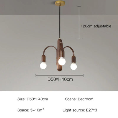 Lustre Grain de Bois Luminaire Suspendu Variable