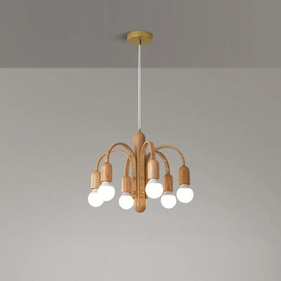 Lustre Grain de Bois Luminaire Suspendu Variable