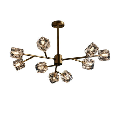 Lustre Industriel avec Lampes Cubiques Verre - Lumiine