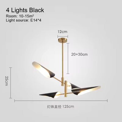 Lustre Industriel Led Plusieurs Branches Métalliques Rally - Lumiine
