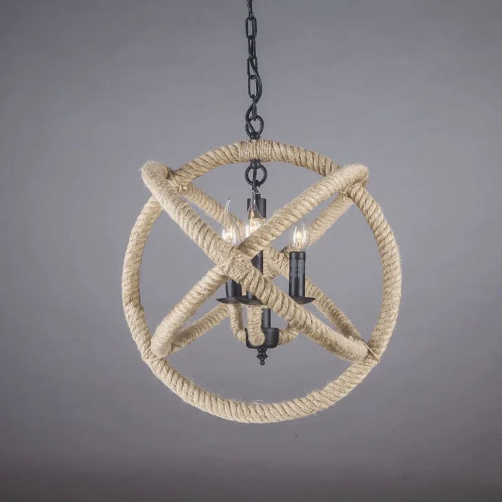 Lustre Industriel Rétro en Corde de Chanvre pour Restaurant - Lumiine