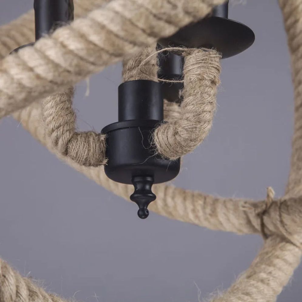 Lustre Industriel Rétro en Corde de Chanvre pour Restaurant - Lumiine