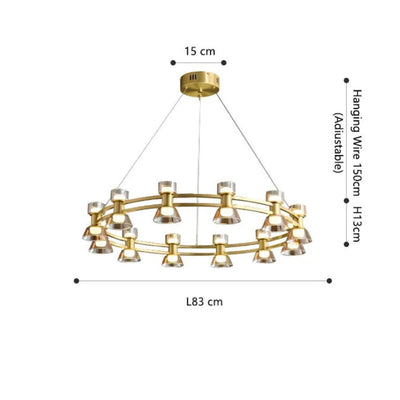 Lustre Led Art Déco en Cuivre avec Fil Réglable - Lumiine