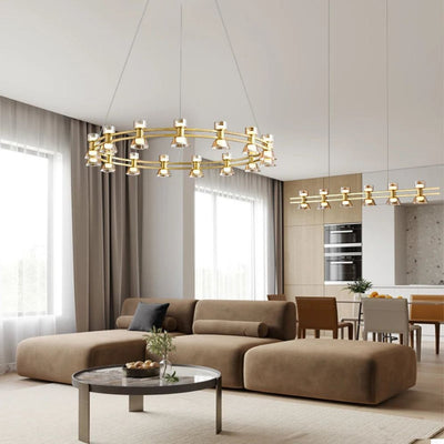 Lustre Led Art Déco en Cuivre avec Fil Réglable - Lumiine