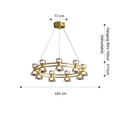 Lustre Led Art Déco en Cuivre avec Fil Réglable - Lumiine