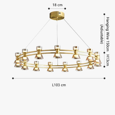 Lustre Led Art Déco en Cuivre avec Fil Réglable - Lumiine