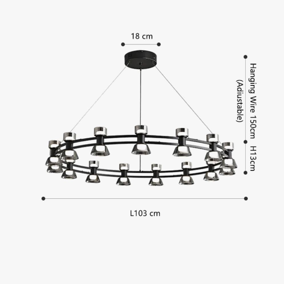 Lustre Led Art Déco en Cuivre avec Fil Réglable - Lumiine