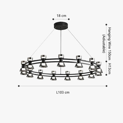 Lustre Led Art Déco en Cuivre avec Fil Réglable - Lumiine
