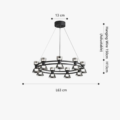 Lustre Led Art Déco en Cuivre avec Fil Réglable - Lumiine