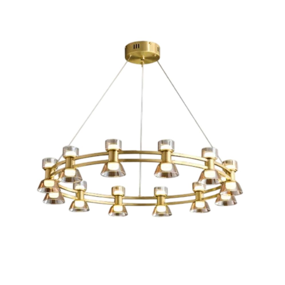 Lustre Led Art Déco en Cuivre avec Fil Réglable - Lumiine