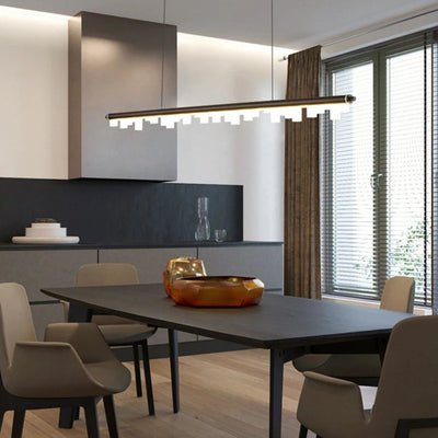 Lustre Led Minimaliste Moderne Dimmable Noir pour Table Salle à Manger