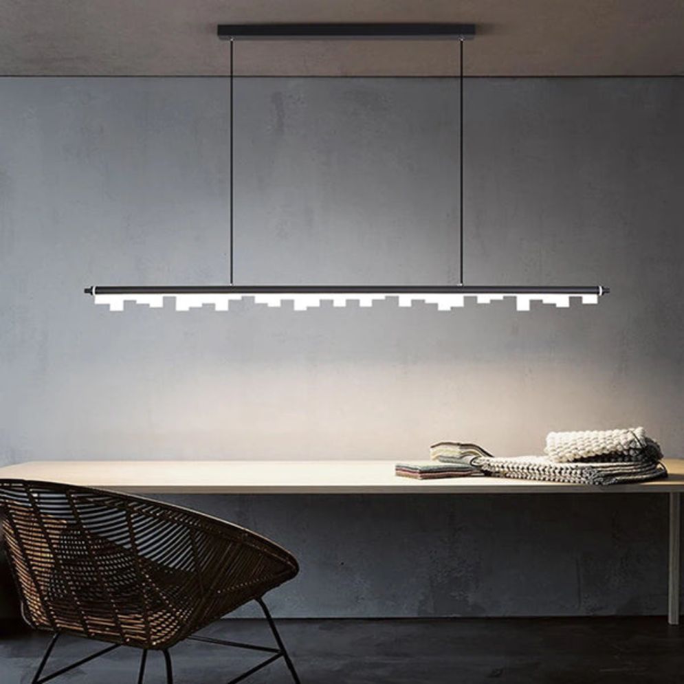 Lustre Led Moderne Dimmable Noir pour Table Salle à Manger - Lumiine