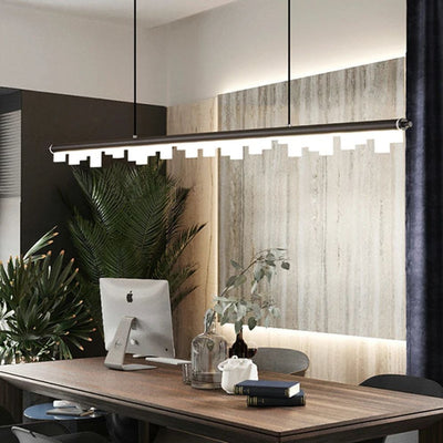 Lustre Led Minimaliste Moderne Dimmable Noir pour Table Salle à Manger