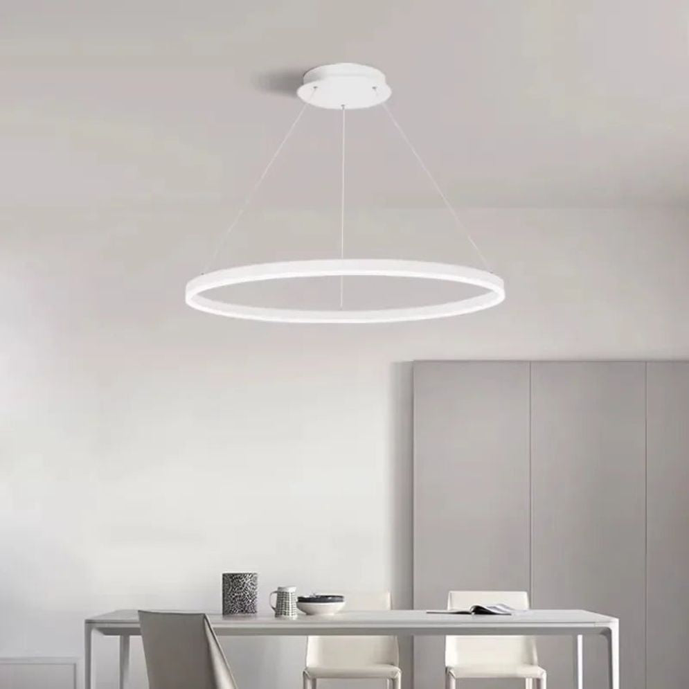 Lustre Led Moderne Semi-Noir Blanc Or Intérieur Salon Manger Chambre