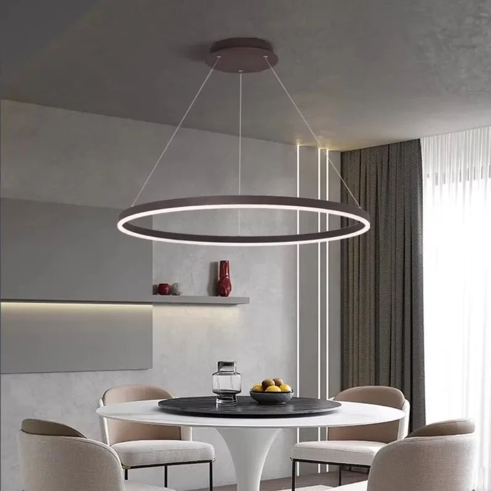 Lustre Led Moderne Semi-Noir Blanc Or Intérieur Salon Manger Chambre