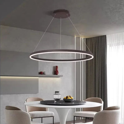Lustre Led Moderne Semi-Noir Blanc Or Intérieur Salon Manger Chambre