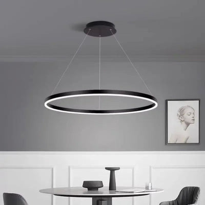 Lustre Led Moderne Semi-Noir Blanc Or Intérieur Salon Manger Chambre