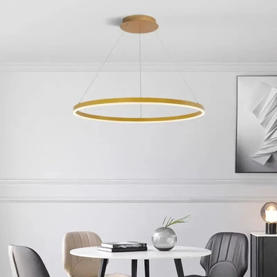 Lustre Led Moderne Semi-Noir Blanc Or Intérieur Salon Manger Chambre