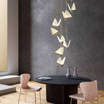 Lustre à Led Nordique avec Suspension en Plumes - Lumiine