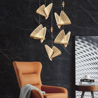 Lustre à Led Nordique avec Suspension en Plumes - Lumiine