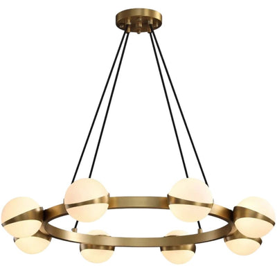 Lustre LED Rond à Anneau Doré et boules Blanches - Lumiine