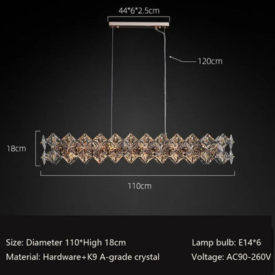 Lustre Long en Cristal pour une Ambiance Moderne et Élégante