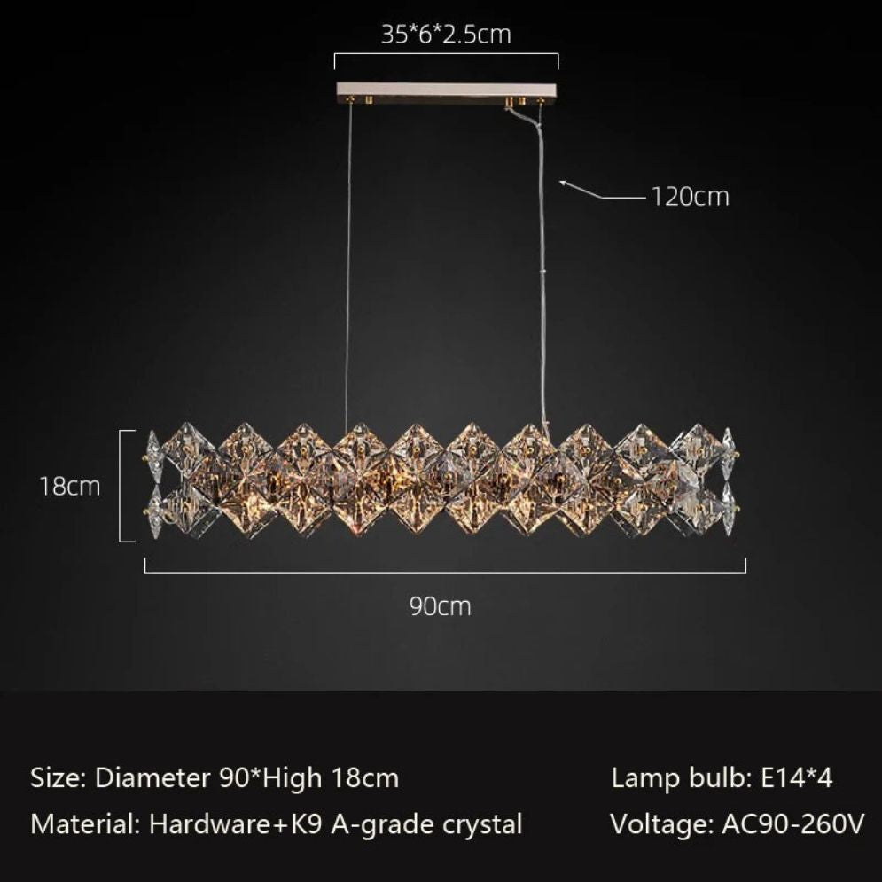 Lustre Long en Cristal pour une Ambiance Moderne et Élégante