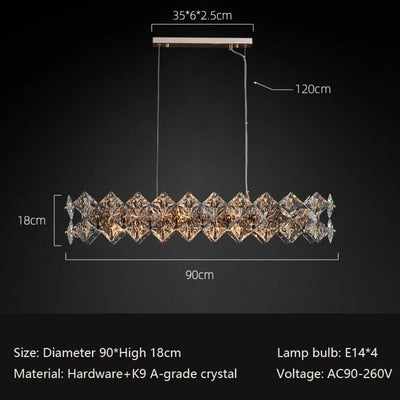 Lustre Long en Cristal pour une Ambiance Moderne et Élégante