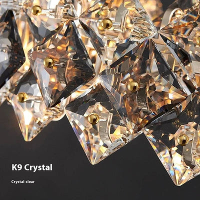 Lustre Long en Cristal pour une Ambiance Moderne et Élégante
