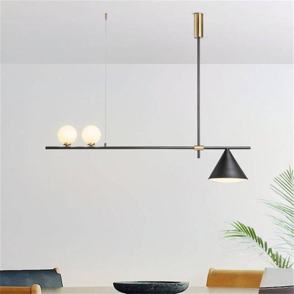 Lustre Moderne Design avec Cône et Boules en Verre - Lumiine